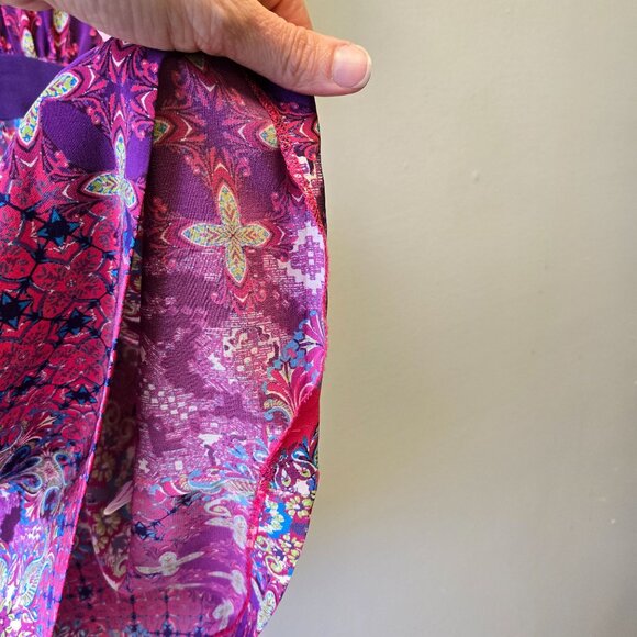 Garnet Hill Womens 12 Dressy Office Career Floral Silk Tunic Babydoll Top V-Neck - Picture 4 of 10